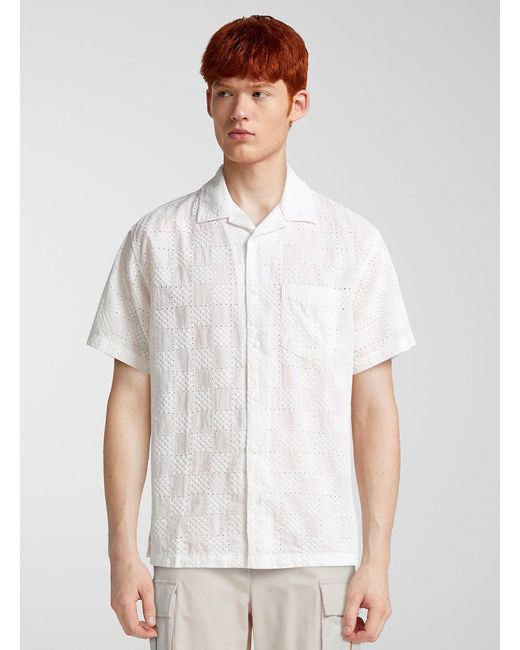 Vans White Broderie Anglaise Checkerboard Camp Shirt for men