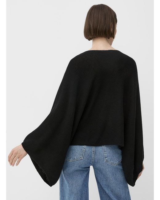 Contemporaine Black Luxurious Wool And Cashmere Poncho