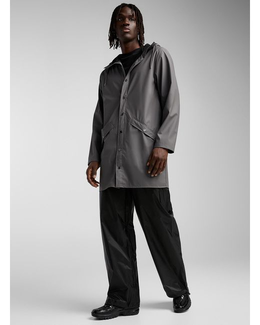 Rains Gray Long Minimalist Raincoat for men