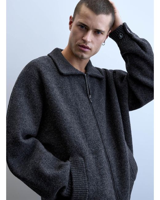 Le 31 Black Structured Wool Felt Cardigan Studio Capsule for men
