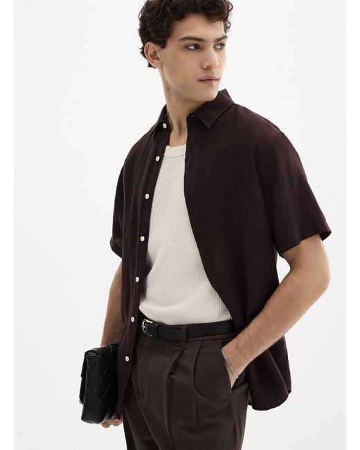 Le 31 Black 100% European Linen Short for men