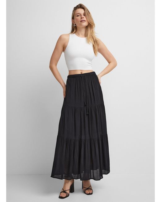 Icône White Crinkled Tiered Maxi Skirt