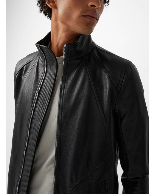Rick Owens Black Cutouts Leather Jacket for men