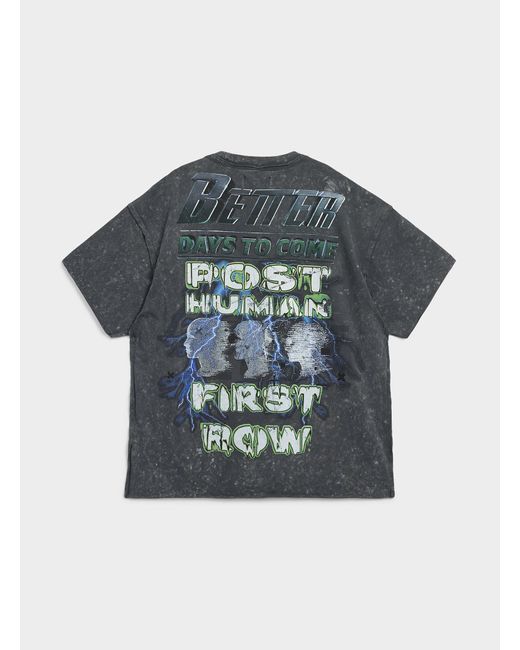 First Row Gray Soft Code Cropped Graphic T for men