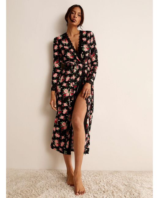 Miiyu Lace Trim Bathrobe Made In Canada in Natural Lyst