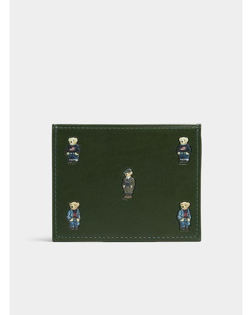 Polo Ralph Lauren Green Little Bear Leather Card Holder for men
