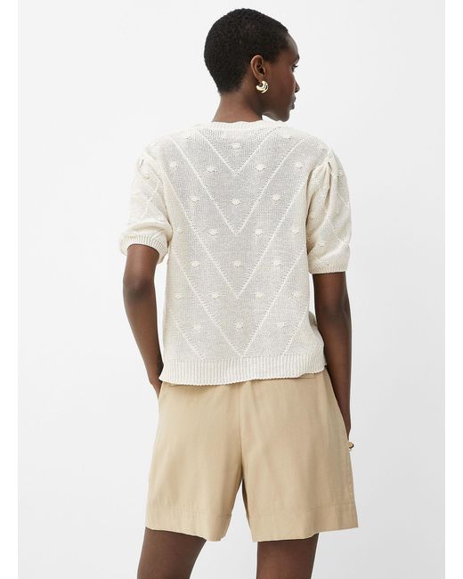 Contemporaine Natural Embossed Polka Dot Pattern Puff