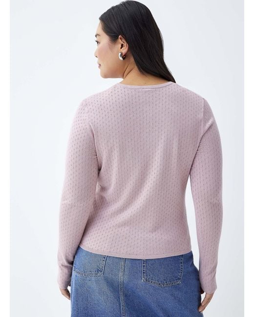 Twik Purple Small Openwork Henley Collar Sweater