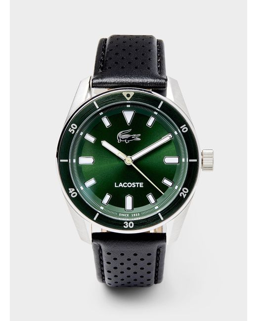 Lacoste Gray Green Dial Leather for men