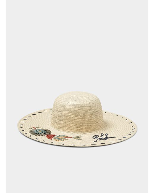 Ralph Lauren Natural Floral Embroidery Straw Hat