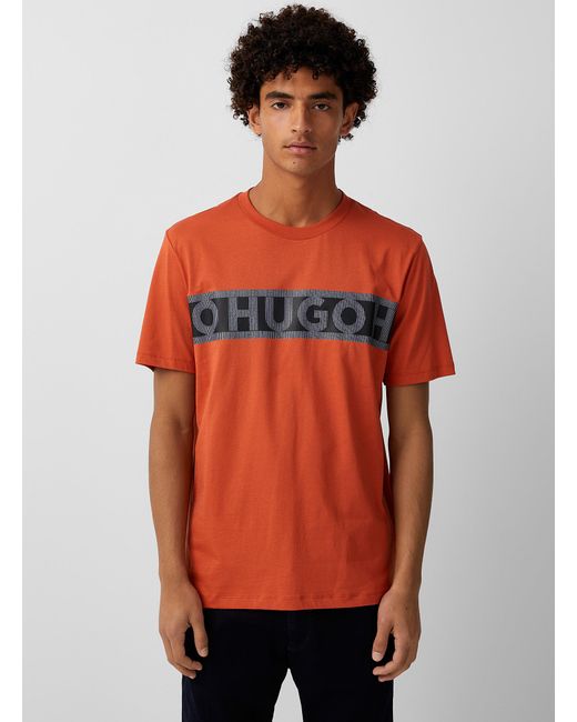 HUGO Cotton Logo Band T in Dark Orange (Orange) for Men | Lyst