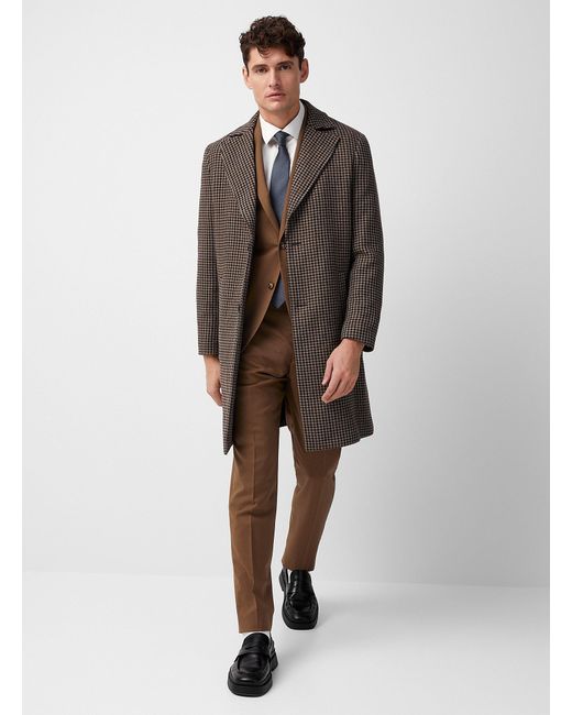 Matíníque Brown Houndstooth Overcoat for men