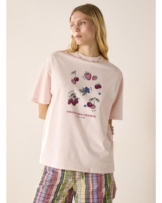 Miiyu Natural Playful Print Loose Lounge T