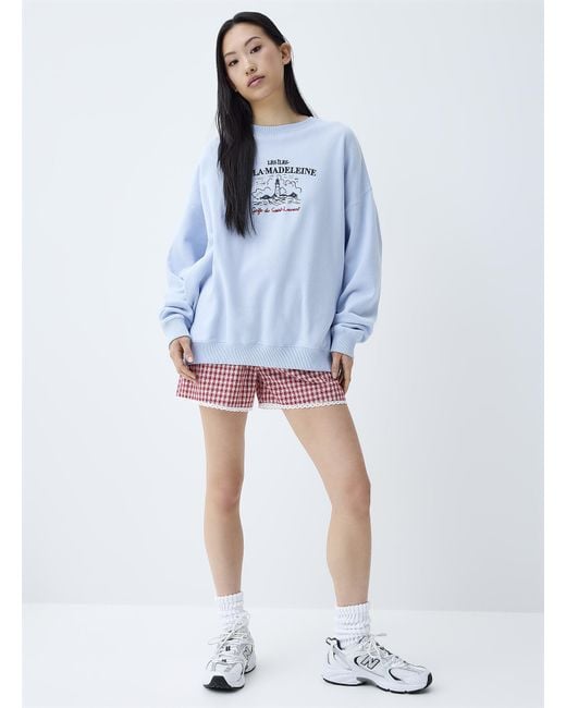 Twik Blue Destination Oversized Fleece Sweatshirt