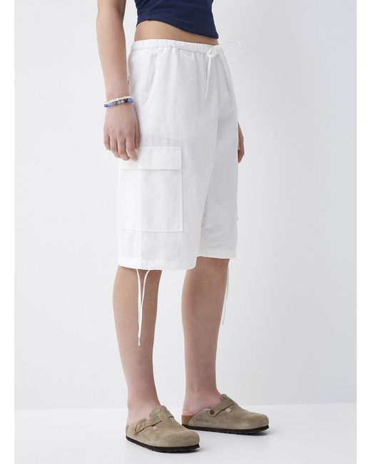 Twik White Touch Of Linen Cargo Bermudas
