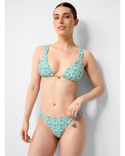 Simon's Green Wide Drawstring Strap Triangle Bra