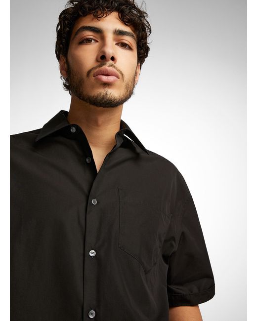 AMI Black Casual Lightweight Poplin Shirt for men