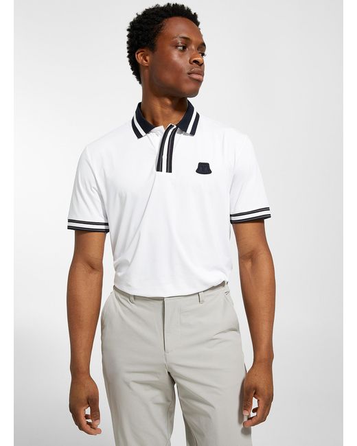 Tilley White Striped Knit Collar Golf Polo for men