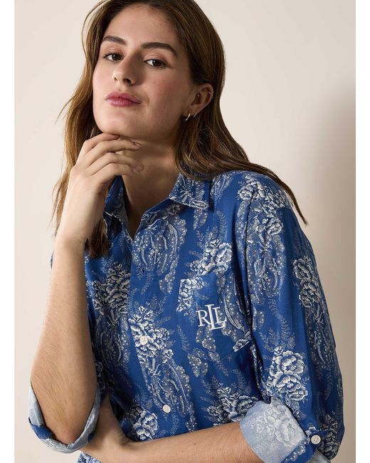 Ralph Lauren Blue Ancient Flowers Flowy Nightshirt