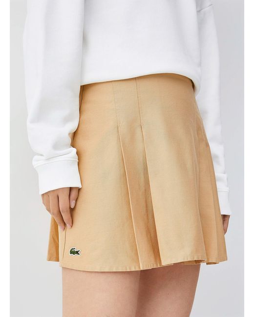 Lacoste White Beige Wide Pleats Skirt