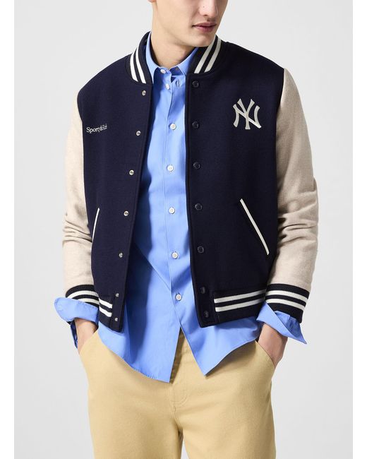 Sporty & Rich Blue Homerun Wool Varsity Jacket for men