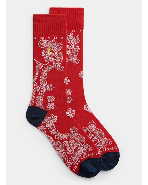 Polo Ralph Lauren Red Bandana Pattern Sock for men