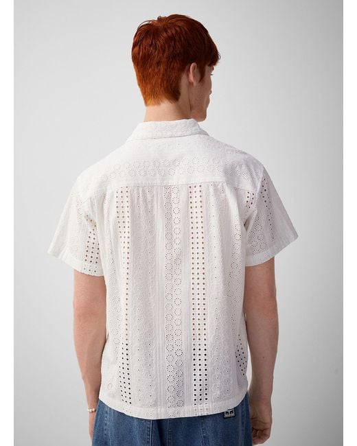 Obey White Sunday Broderie Anglaise Camp Shirt for men
