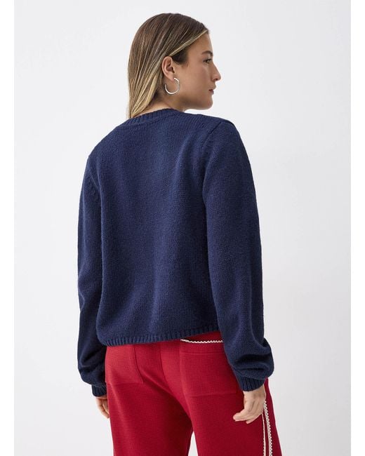 Twik Blue Velvet Bow Cardigan