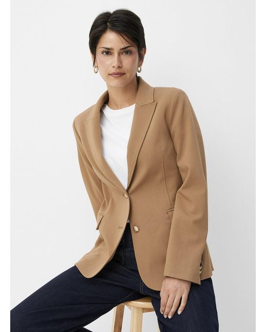 Contemporaine Brown Golden Crest Button Blazer