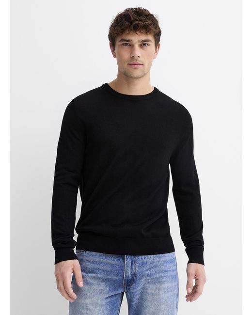 Le 31 Black Responsible Merino Wool Crew for men