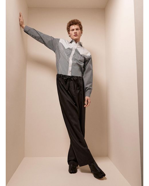Maison Margiela Gray Adjustable Waist Silk Pant for men