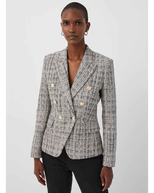 JUDITH & CHARLES Gray Rothco Golden Buttons Tweed Blazer