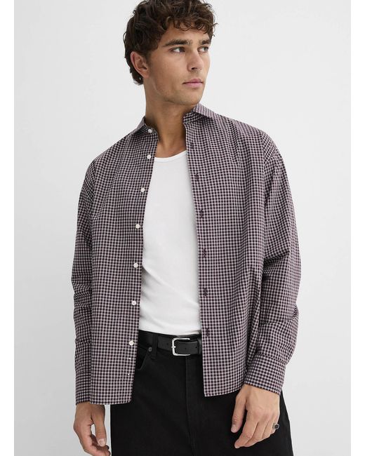 Le 31 Gray Small Check Shirt Relaxed Fit for men