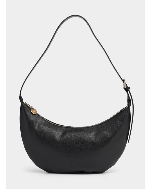 Ela Black Minimalist Crescent Saddle Bag