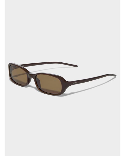 Chimi Brown Code Narrow Rectangular Sunglasses