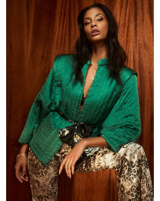 Icône Touch Of Silk Kimono Jacket in Green | Lyst