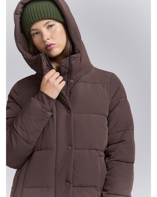 Twik Brown Large Partitions Long Puffer Jacket