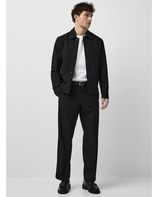 SELECTED Black Minimalist Soft Twill Shacket for men