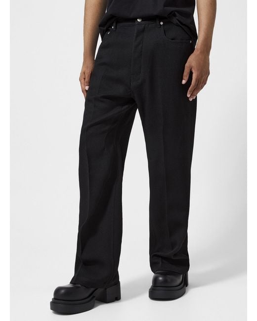 Rick Owens Black Geth Pleated 100% Wool Pant for men