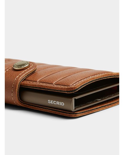 Secrid Brown Quilted Leather Mini Wallet for men