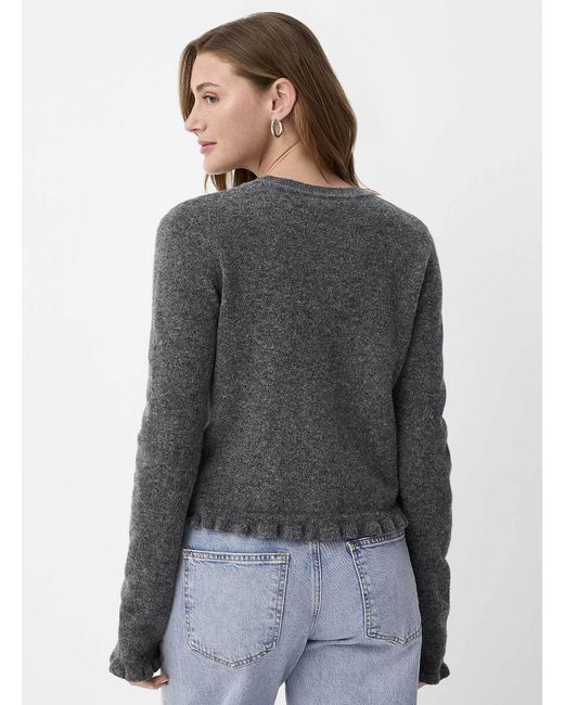 Contemporaine Gray Scalloped Edging Cardigan