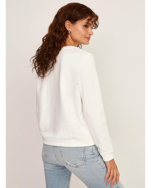 Icône Frenchy Contrasting Embroidery White Sweatshirt