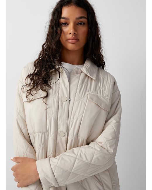 ONLY Tanzia Long Quilted Jacket in White | Lyst Canada