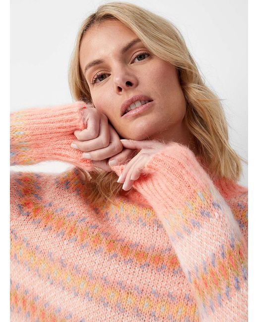 Benetton Orange Sorbet Jacquard Mohair Sweater
