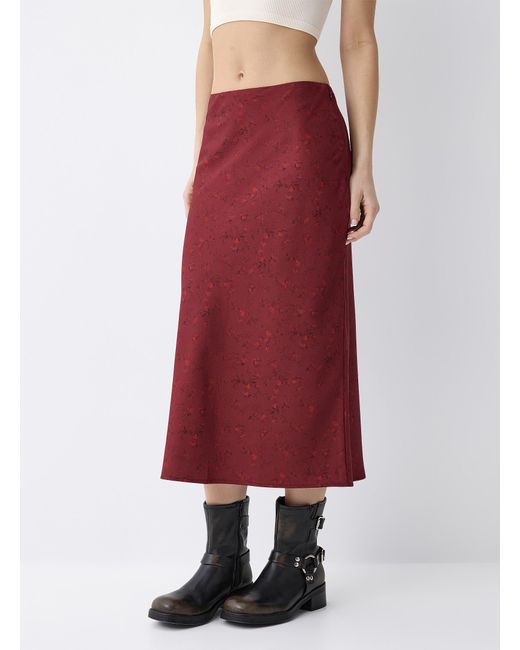 Twik Red Printed Crepe Midi Skirt
