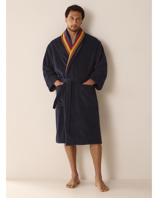 Paul Smith Blue Colourful Band Collar Terry Bathrobe for men