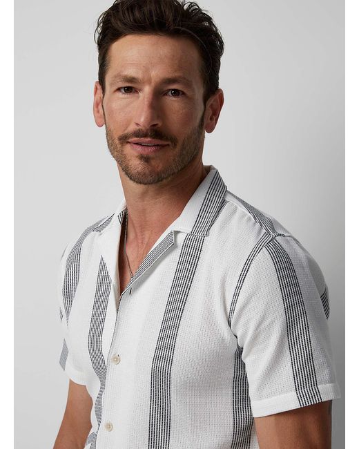 Lindbergh Gray Striped Knit Shirt for men