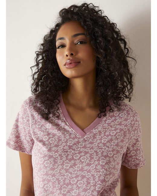 Miiyu Pink Soothing Tone Pattern Sleep Tee