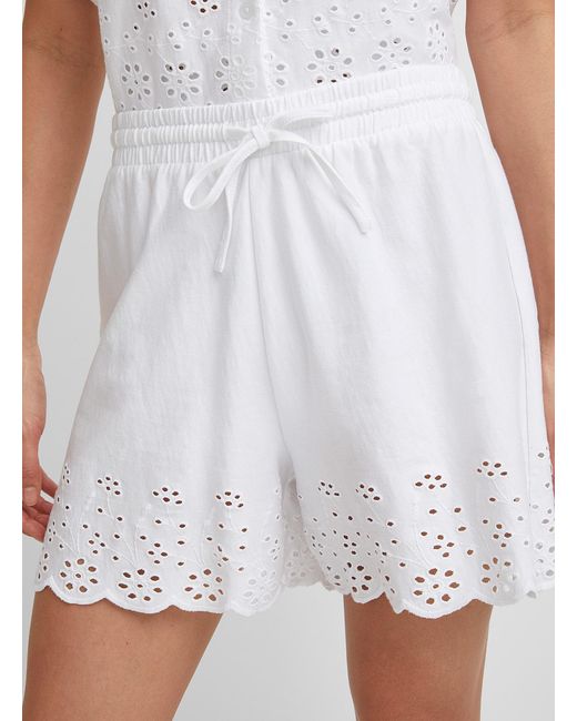 Icône White Organic Cotton Broderie Anglaise Short