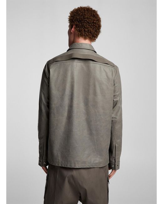 Rick Owens Gray Brad Zippered Leather Jacket for men